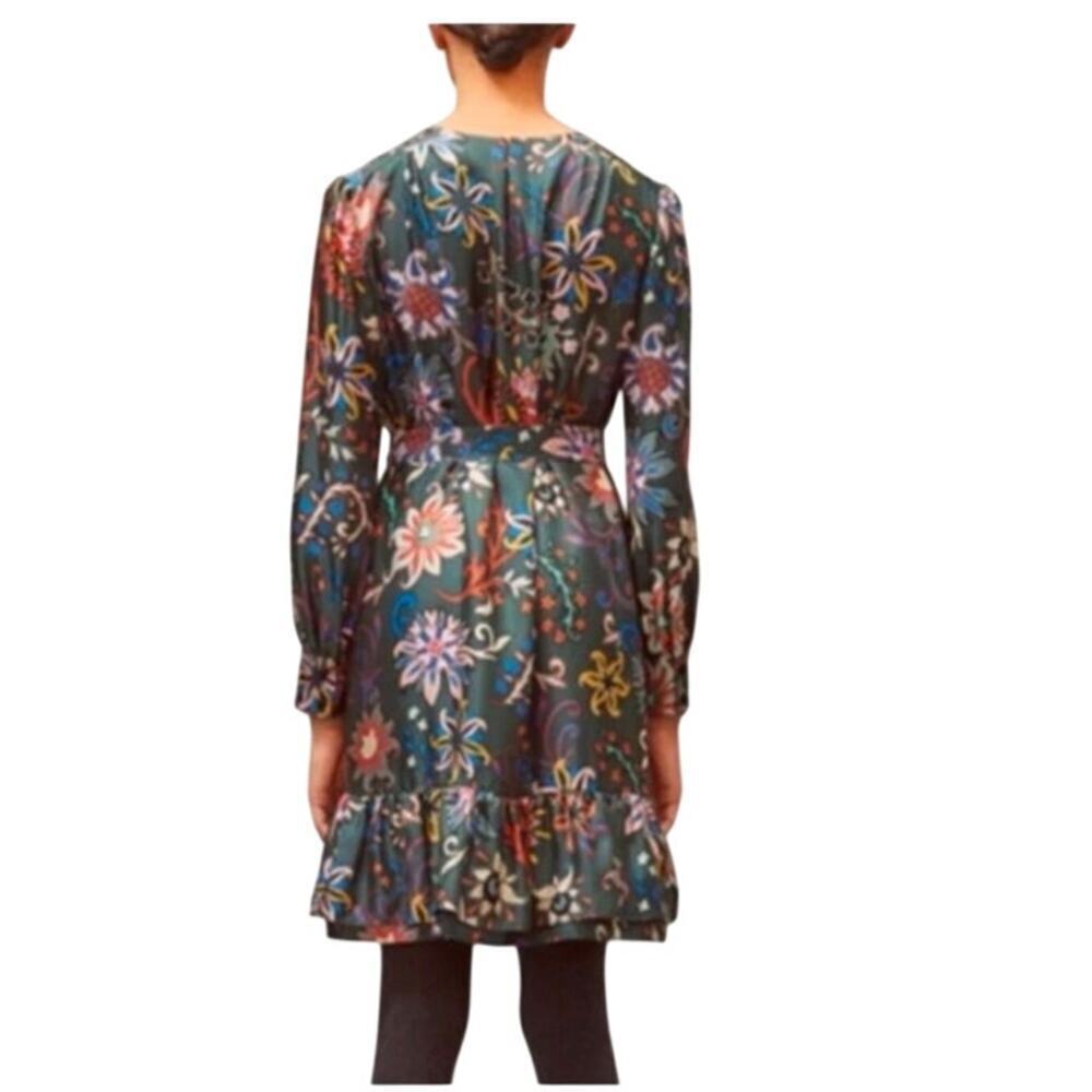 Tory Burch Printed Silk Twill Dress in Black Mountain Floral Size 00 - Picture 6 of 9